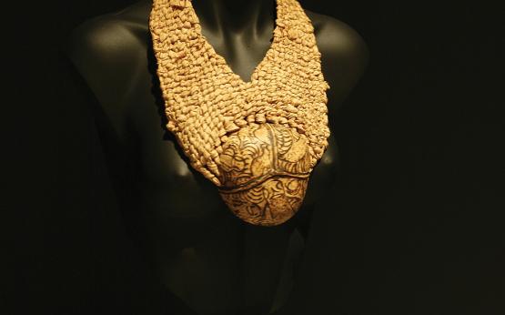 Neckpiece, 1998. by Nalda Searles & Pantjiti Mary Mclean Photo by Vashti Innes-Brown of installation view from exhibition 'Nalda Searles - drifting in my own land', John Curtin Gallery, 2008. Image copyright John Curtin Gallery.