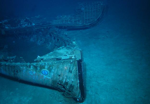 Two of the HMAS Sydney's boats on the seabed