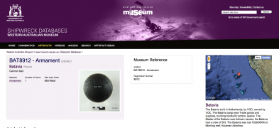 Shipwreck artefacts database website