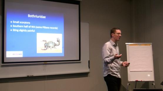 Mark Harvey giving Creepy Crawlies lecture  Copyright WA Museum